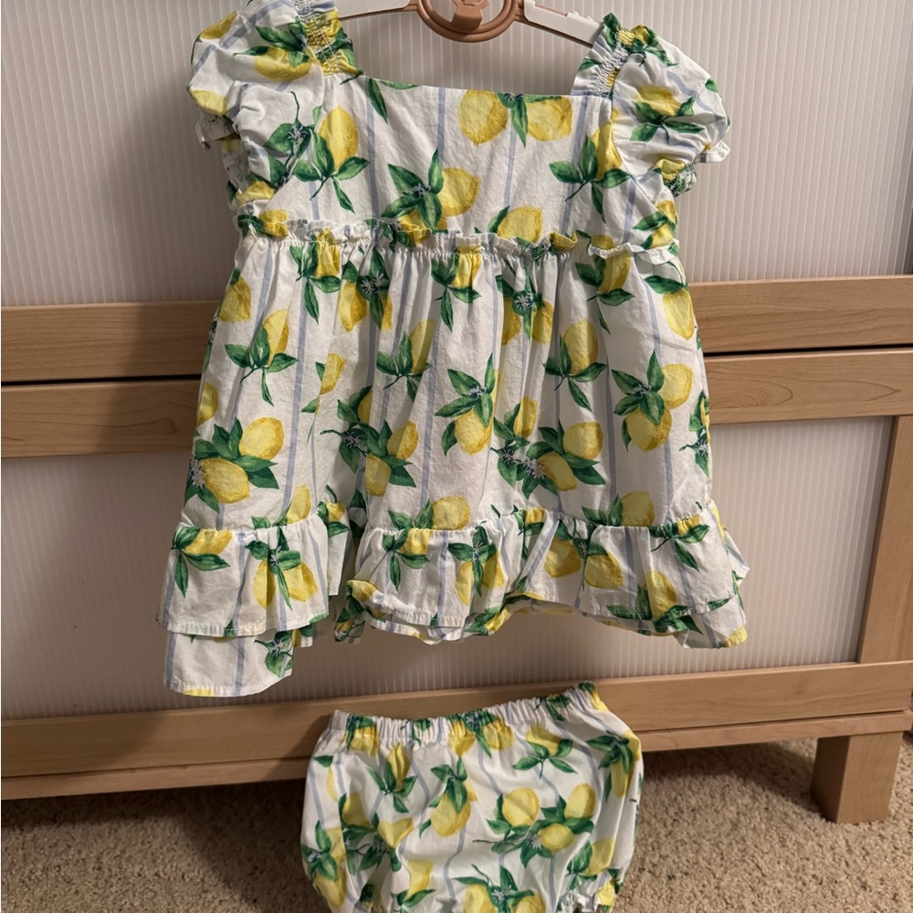Janie and Jack Lemon Print Baby Dress and Bloomers